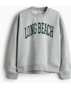 H&M Sweater Met Geprint Motief - Grijs