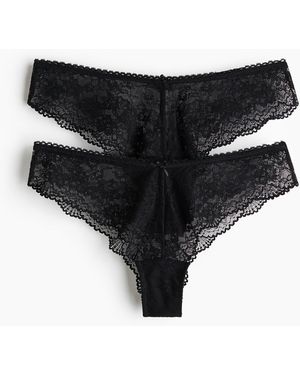 H&M 2er-Pack Brazil Slips aus Spitze - Schwarz
