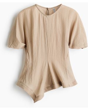 H&M Bluse aus Lyocellgemisch mit Zipfelsaum - Natur