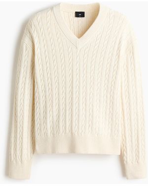 H&M Zopfpullover in Regular Fit - Weiß