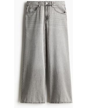 H&M Baggy Wide Low Jeans - Grau