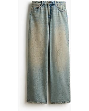 H&M Straight Regular Waist Jeans - Grün