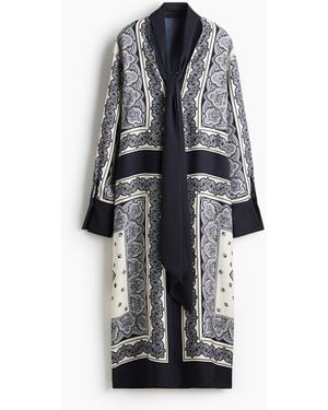 H&M Satinkleid mit Schalkragen - Blau