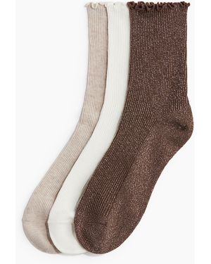 H&M 3er-Pack Socken mit Overlockdetail - Braun