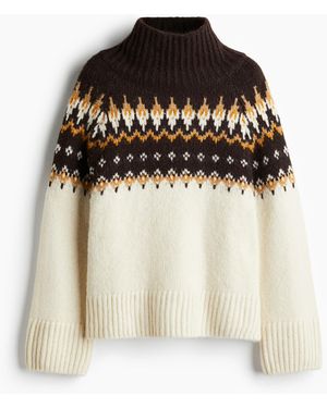 H&M Jacquard-Pullover mit Turtleneck - Schwarz