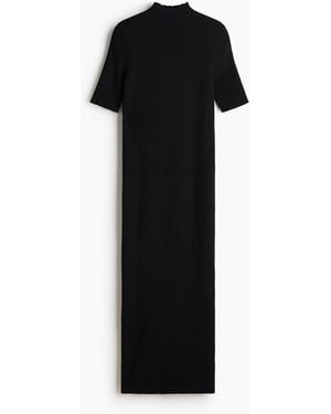 H&M Feinstrick-Kleid mit Turtleneck - Schwarz