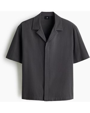 H&M Freizeithemd aus Leinengemisch in Relaxed Fit - Grau