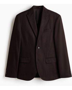H&M Sakko aus Leinenmix in Regular Fit - Schwarz
