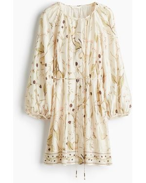 H&M Oversized Kleid mit Bindegürtel - Natur