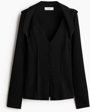 H&M Crêpe-Bluse mit Knopfleiste - Schwarz