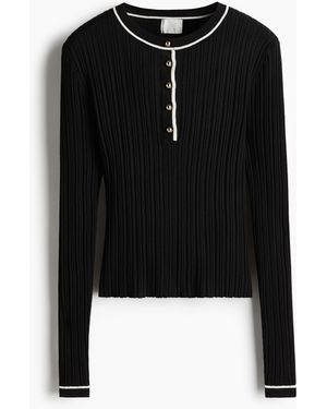 H&M Geripptes Shirt - Schwarz