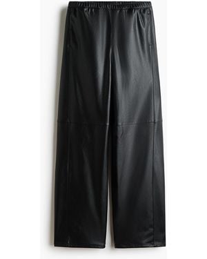 H&M Wijde Broek Met Coating - Zwart