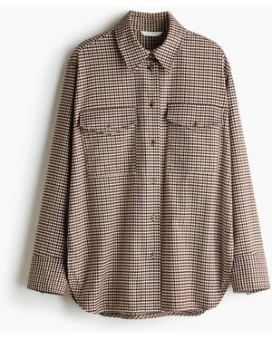H&M Oversized Flanellbluse - Braun