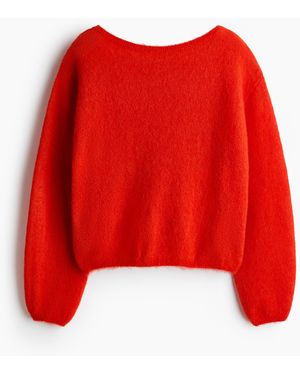 H&M Feinstrick-Pullover mit U-Boot-Ausschnitt - Rot
