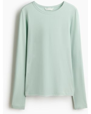 H&M Rippenshirt aus Baumwollmix - Grün