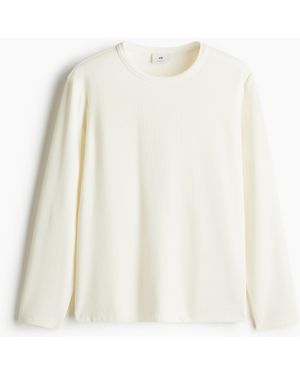 H&M Langarmshirt mit Waffelstruktur in Regular Fit - Weiß