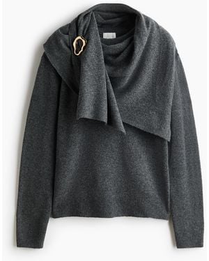H&M Trui Met Sjaaldetail - Zwart
