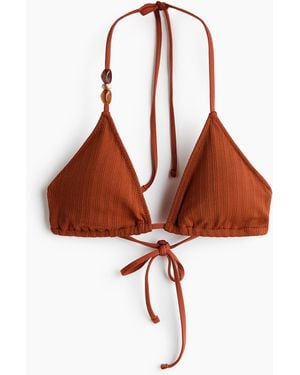 H&M Wattiertes Triangel-Bikinitop - Braun