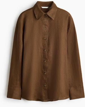 H&M Oversized Bluse aus Leinen - Braun