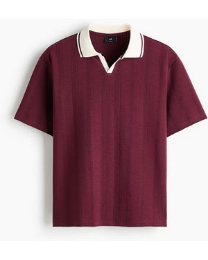 H&M Structuurgebreid Poloshirt - Rood