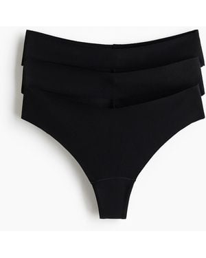 H&M 3er-Pack Unsichtbare Brazil Slips aus Baumwolle - Schwarz