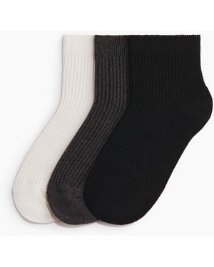 H&M 3er-Pack Gerippte Kurzsocken - Schwarz