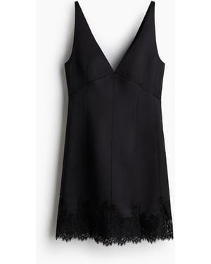 H&M Satijnen Jurk Met Kant - Zwart