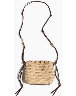 H&M Crossbody-Tasche aus Bast mit Zierperlen - Natur