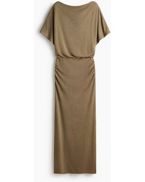H&M Gebreide Jurk Met Boothals - Naturel