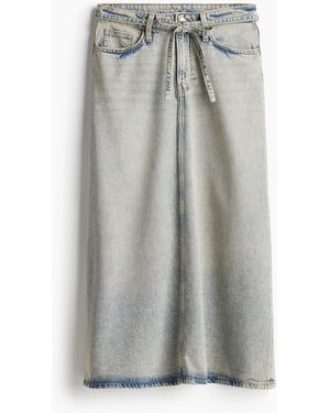 H&M Feather Soft Denimjupe - Grau
