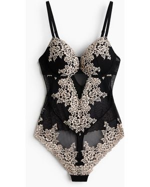 H&M Push-up-Tangabody aus Spitze - Schwarz