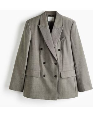 H&M Zweireihiger Blazer aus Wollmix - Grau