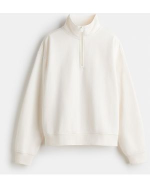 H&M Oversized Sweatshirt mit Zipper - Weiß