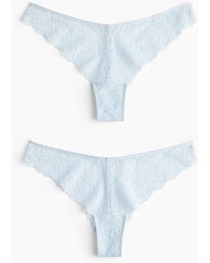 H&M 2er-Pack Brazil Slips aus Spitze - Blau