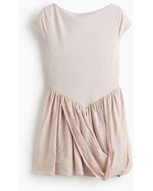 H&M Jurk Van Twee Materialen Met Drapering - Meerkleurig