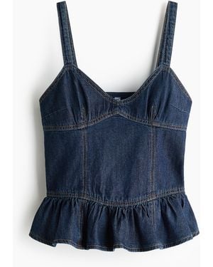 H&M Denim Peplumtop - Blauw