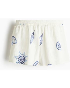 H&M Strandshorts aus Baumwollmusselin - Weiß
