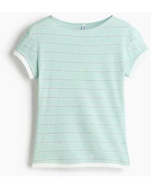 H&M Figurbetontes T-Shirt mit Kontrastblenden - Blau