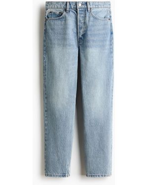 H&M Slim Straight High Waist Ankle Jeans - Blau