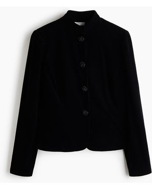 H&M Samtjacke mit Puffärmeln - Schwarz