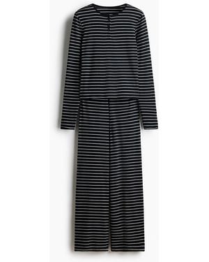H&M Cotton Pointelle Pyjamas - Zwart