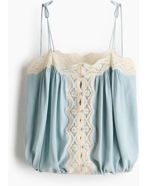 H&M Top mit Spitzenbesatz und Bindeträgern - Blau