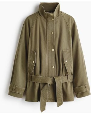 H&M Jack Van Katoenen Twill Met Ceintuur - Groen