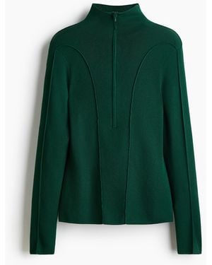 H&M Turtleneckshirt mit Reissverschluss - Grün