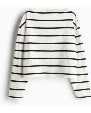H&M Oversized Shirt mit U-Boot-Ausschnitt - Weiß