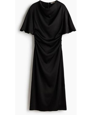 H&M Drapiertes Satinkleid - Schwarz