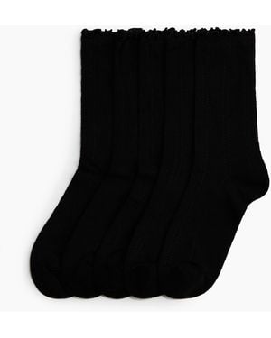H&M 5er-Pack Socken in Pointellestrick - Schwarz
