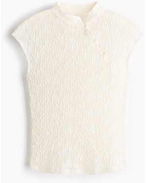 H&M Spitzenshirt mit Kappenärmeln - Weiß