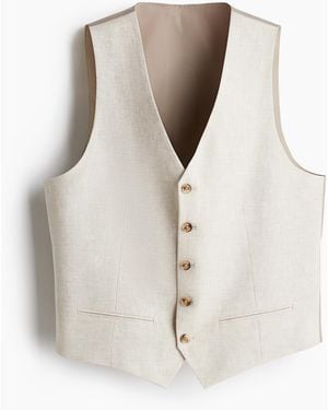 H&M Anzuggilet aus Leinen in Slim Fit - Weiß