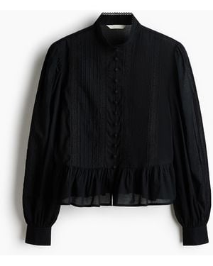 H&M Katoenen Peplumblouse - Zwart